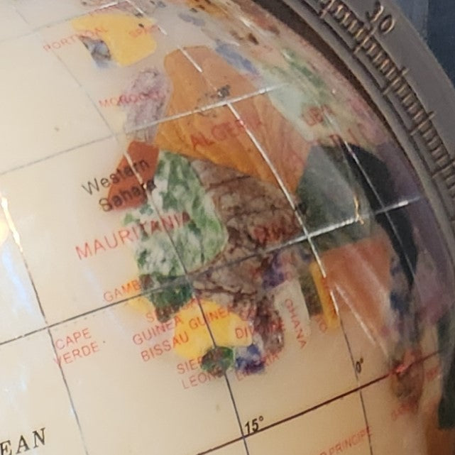 Precious Stones Globe in Stand with Compass
